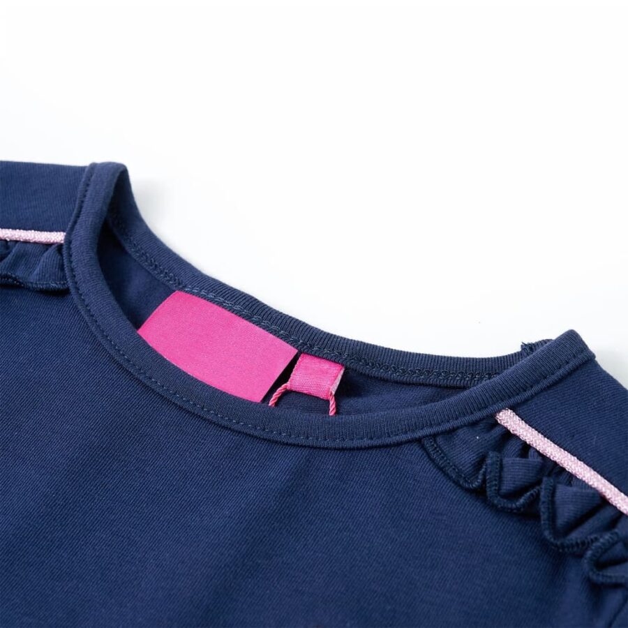 Kindershirt met lange mouwen 128 marineblauw - Afbeelding 3