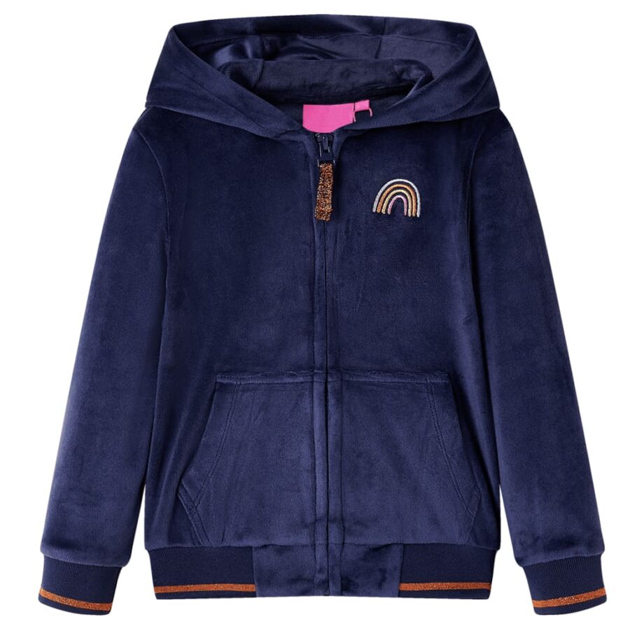 Kinderjas met capuchon 128 marineblauw