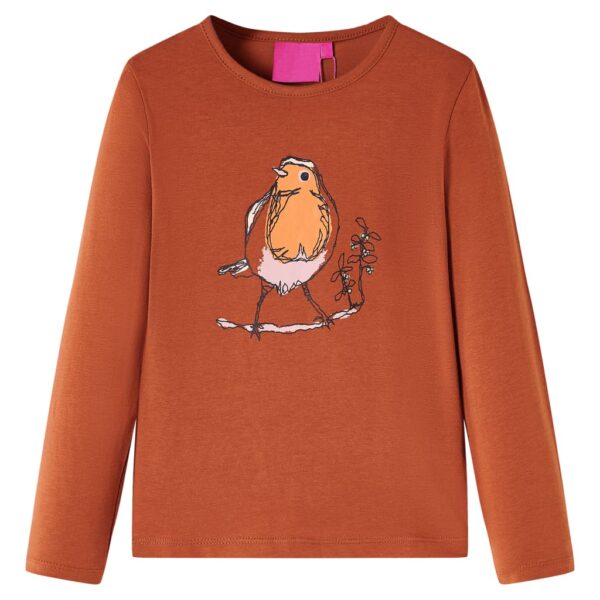 Kindershirt met lange mouwen 104 cognackleurig