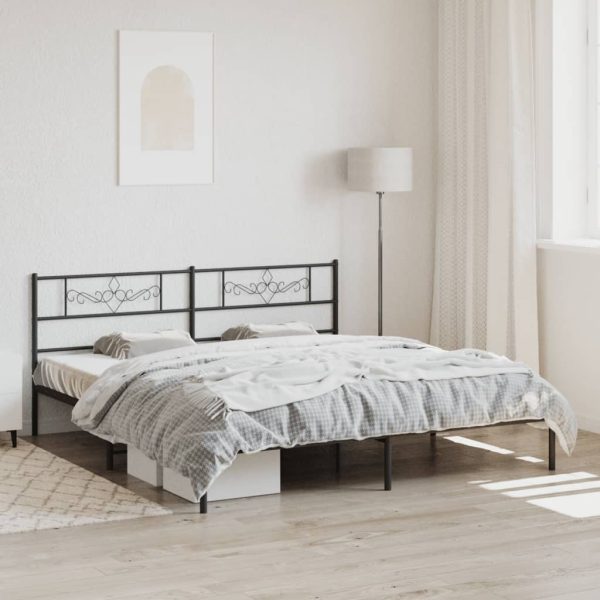 Bedframe met hoofdbord metaal zwart 183x213 cm