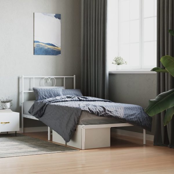 Bedframe met hoofdbord zonder matras metaal wit 75x190 cm