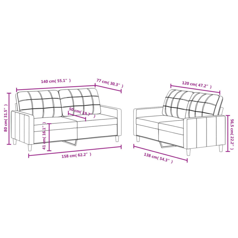 2-delige Loungeset met kussens stof bruin - Afbeelding 6