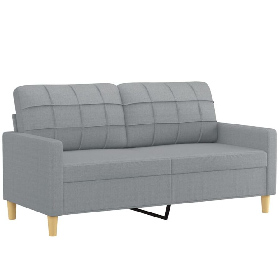 3-delige Loungeset met kussens stof lichtgrijs - Afbeelding 4