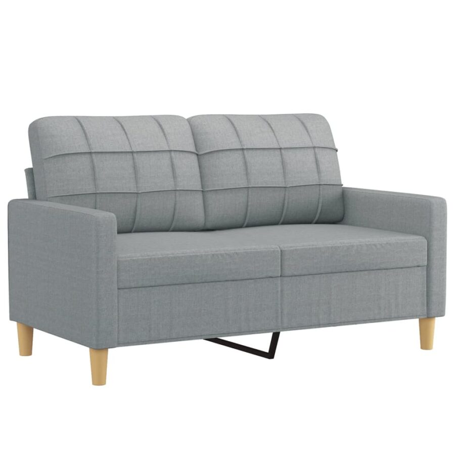 2-delige Loungeset met kussens stof lichtgrijs - Afbeelding 3