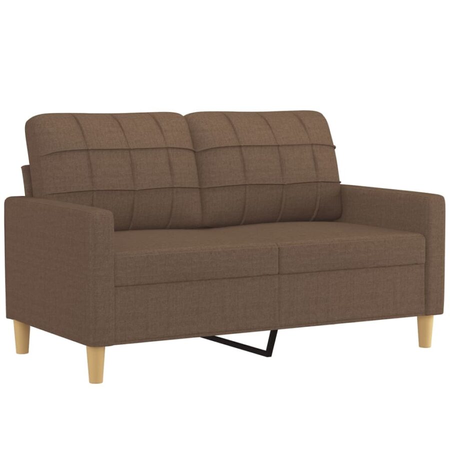 2-delige Loungeset met kussens stof bruin - Afbeelding 3