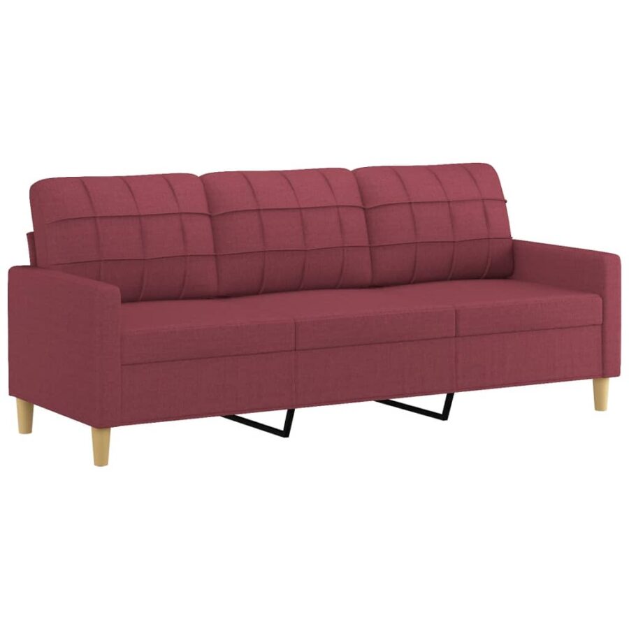 2-delige Loungeset met kussens stof wijnrood - Afbeelding 4
