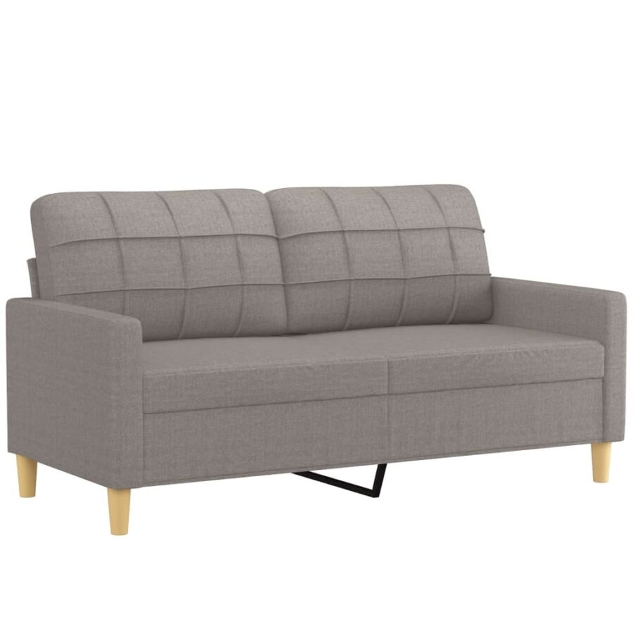 2-delige Loungeset met kussens stof taupe - Afbeelding 3