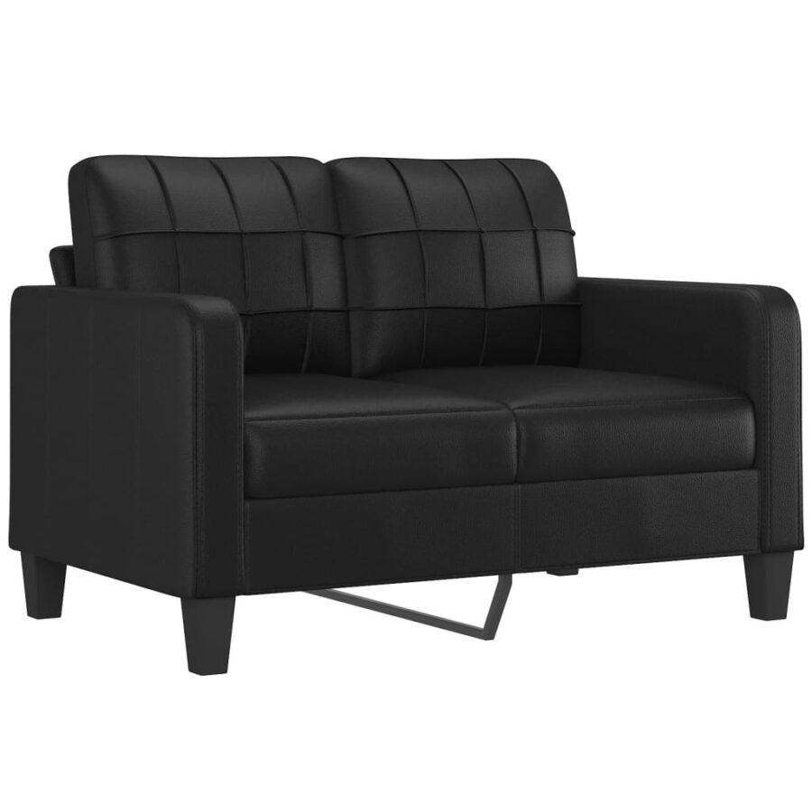 4-delige Loungeset met kussens kunstleer zwart - Afbeelding 4