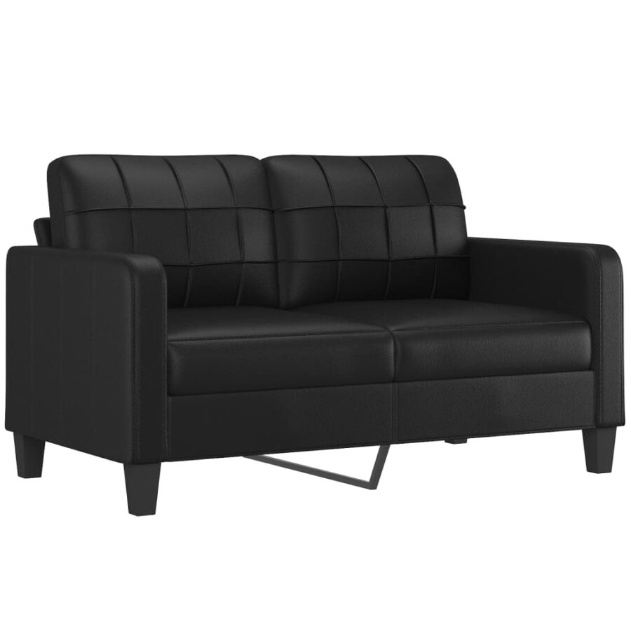 2-delige Loungeset met kussens kunstleer zwart - Afbeelding 4