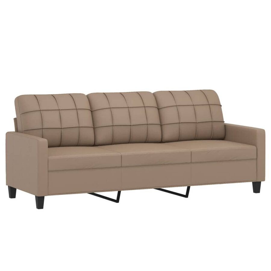 2-delige Loungeset met kussens kunstleer cappuccinokleurig - Afbeelding 4