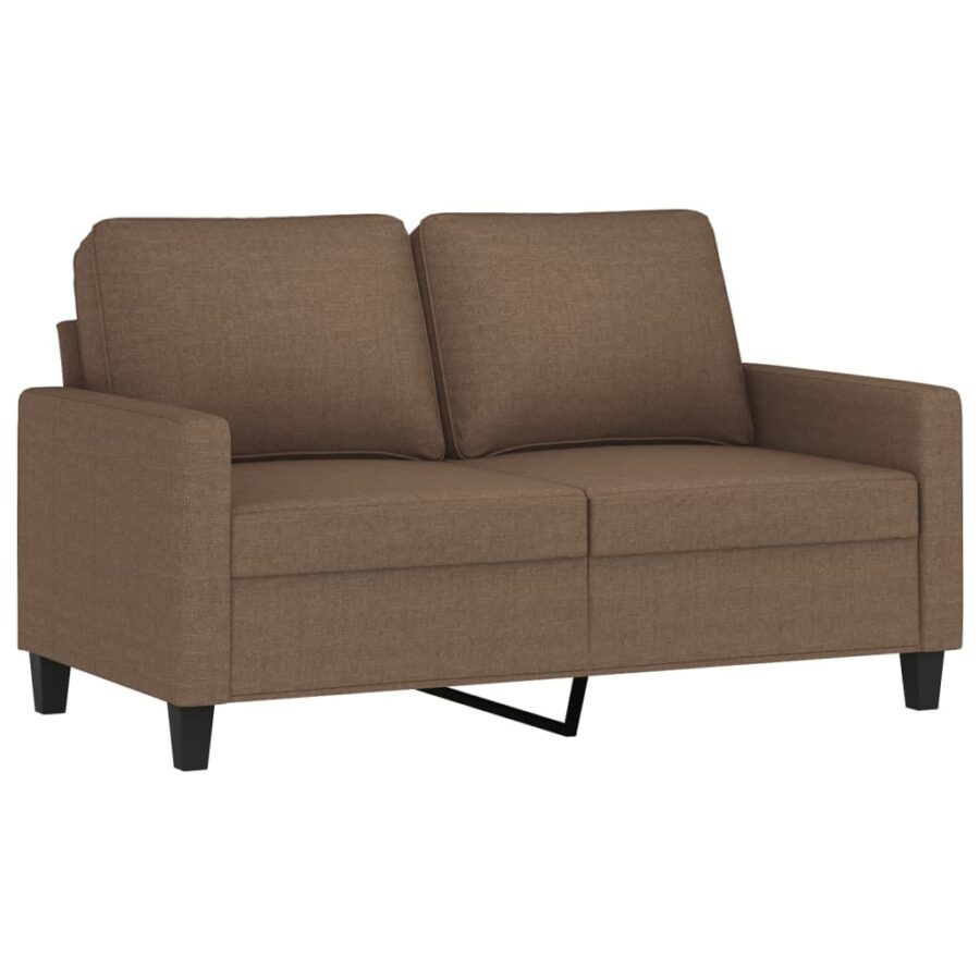 2-delige Loungeset met kussens stof bruin - Afbeelding 4