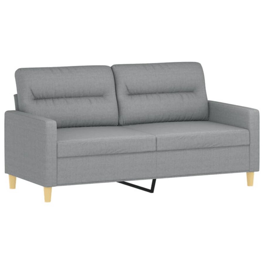 2-delige Loungeset met kussens stof lichtgrijs - Afbeelding 4