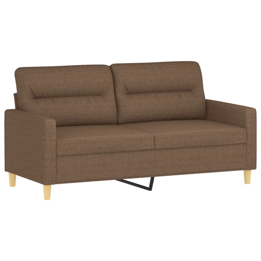 2-delige Loungeset met kussens stof bruin - Afbeelding 4