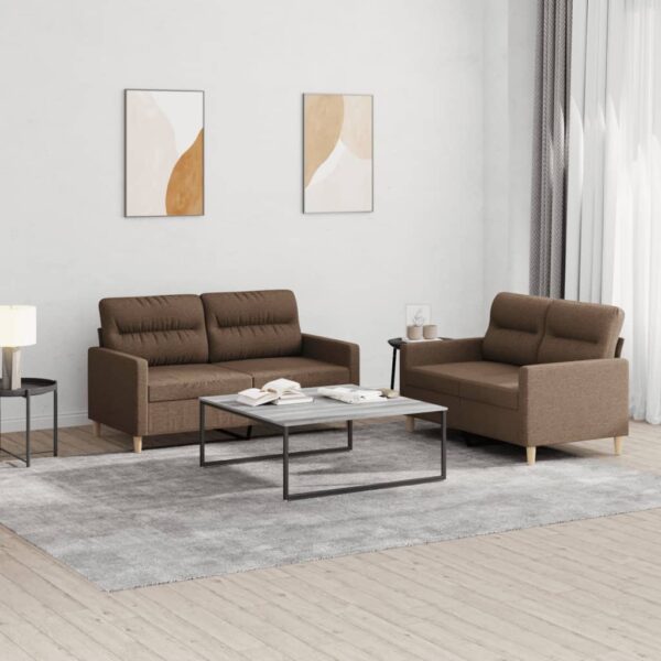 2-delige Loungeset met kussens stof bruin