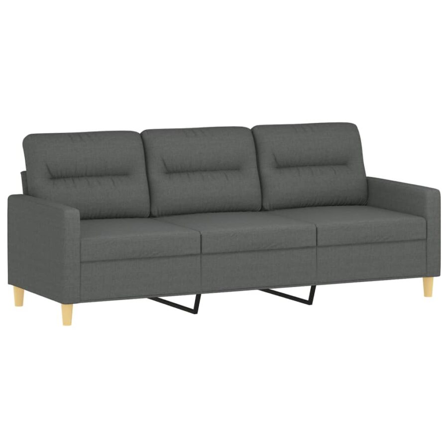 2-delige Loungeset met kussens stof donkergrijs - Afbeelding 4