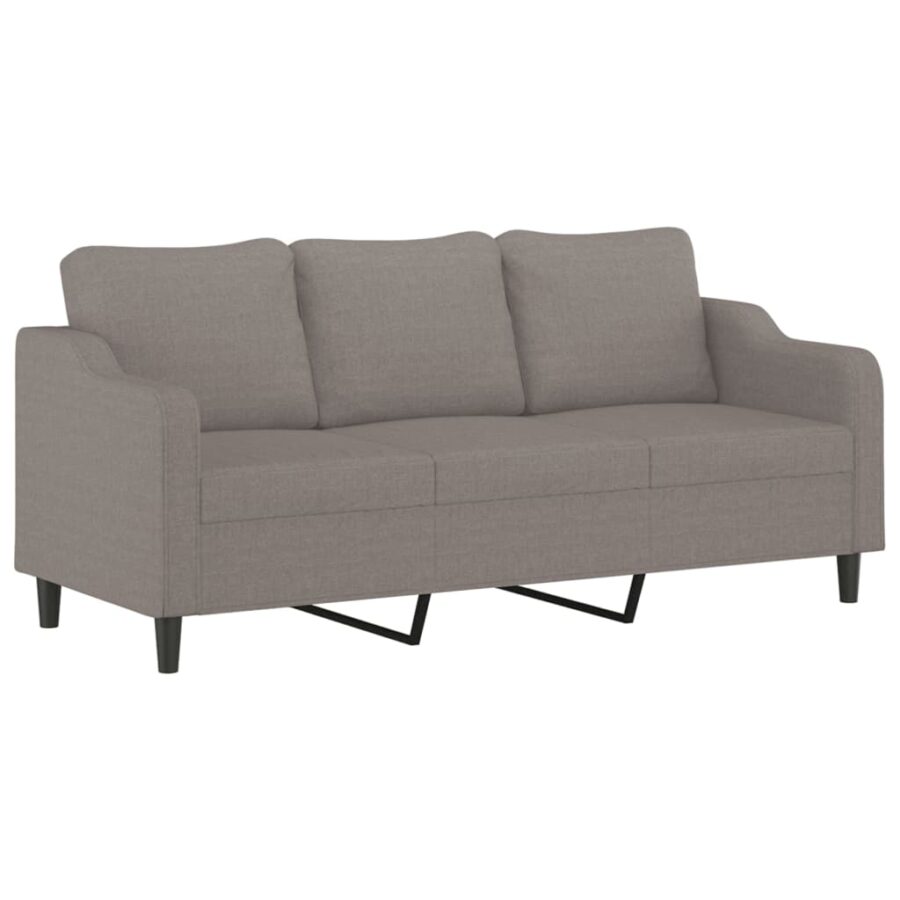 3-delige Loungeset met kussens stof taupe - Afbeelding 5