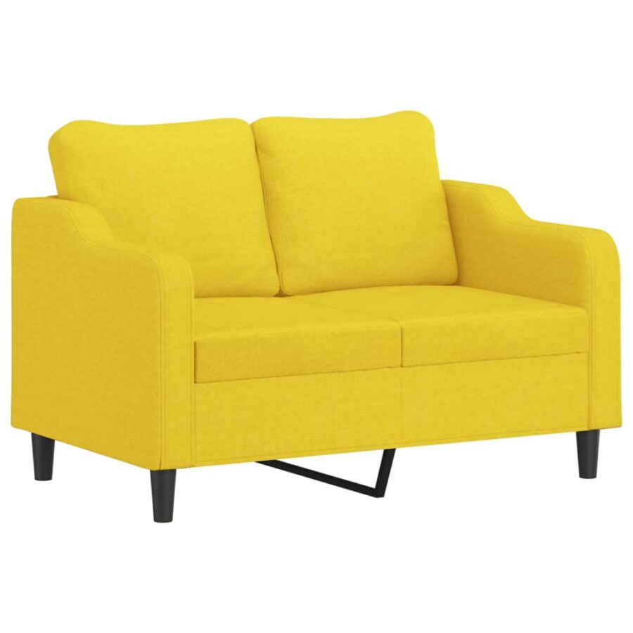 4-delige Loungeset met kussens stof lichtgeel - Afbeelding 4