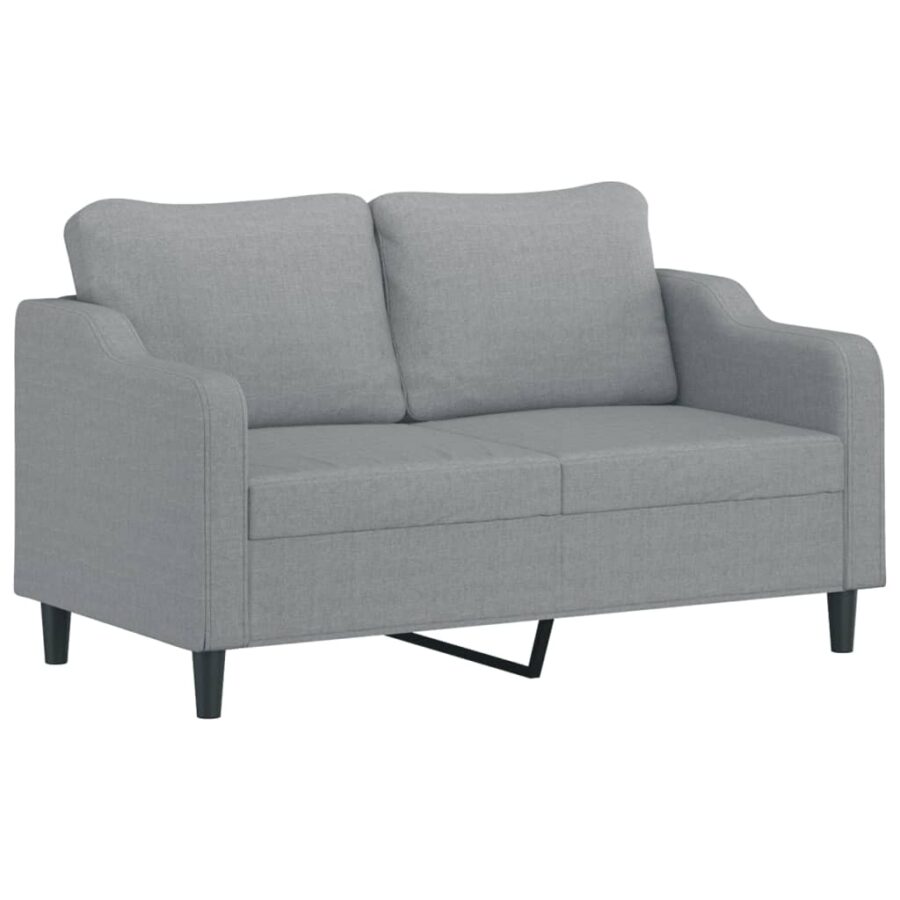 2-delige Loungeset met kussens stof lichtgrijs - Afbeelding 4