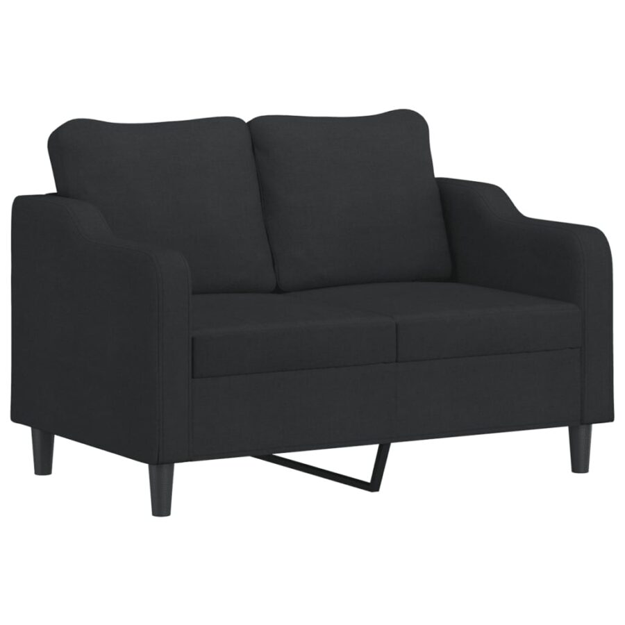 2-delige loungeset met kussens stof zwart - Afbeelding 3