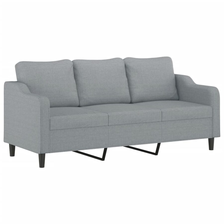 2-delige Loungeset met kussens stof lichtgrijs - Afbeelding 4