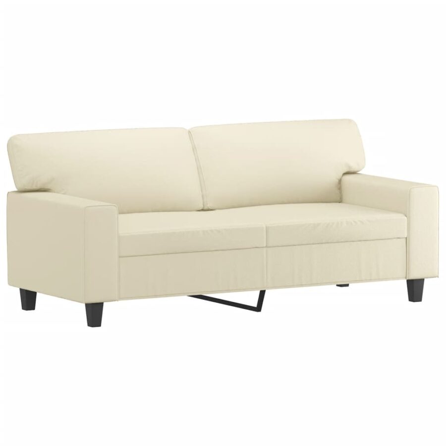 2-delige Loungeset met kussens kunstleer crèmekleurig - Afbeelding 4