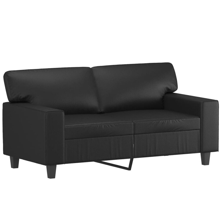 3-delige Loungeset met kussens kunstleer zwart - Afbeelding 3
