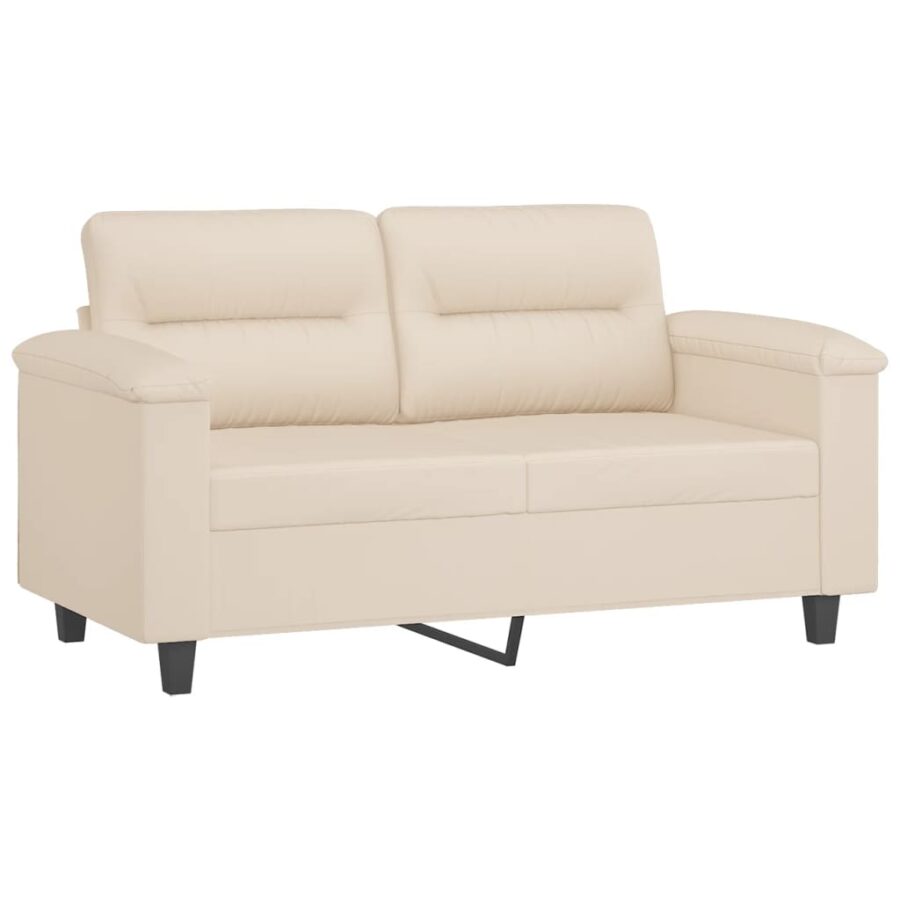 2-delige Loungeset met kussens microvezelstof beige - Afbeelding 3
