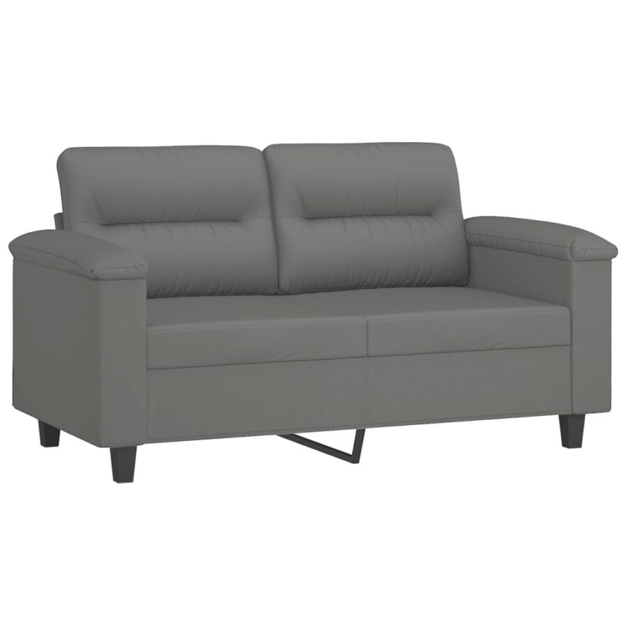 3-delige Loungeset met kussens microvezelstof donkergrijs - Afbeelding 3