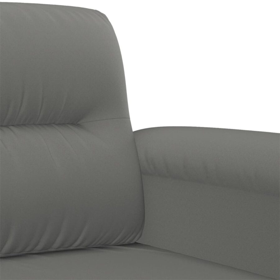 3-delige Loungeset met kussens microvezelstof donkergrijs - Afbeelding 6