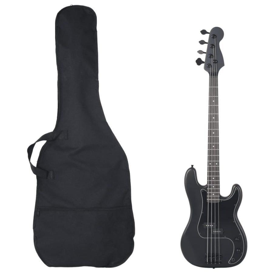Basgitaar voor beginners elektrisch met tas 4/4 46" zwart