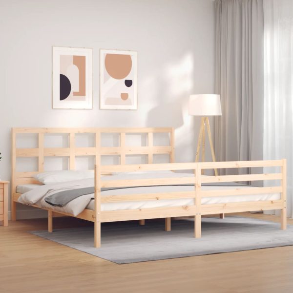 Bedframe met hoofdbord massief hout 200x200 cm