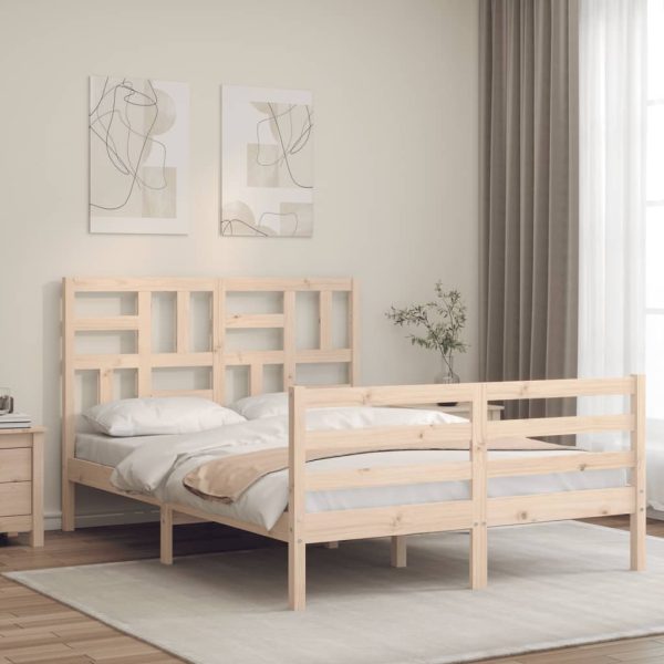 Bedframe met hoofdbord massief hout 120x200 cm