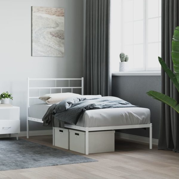 Bedframe met hoofdbord zonder matras metaal wit 75x190 cm