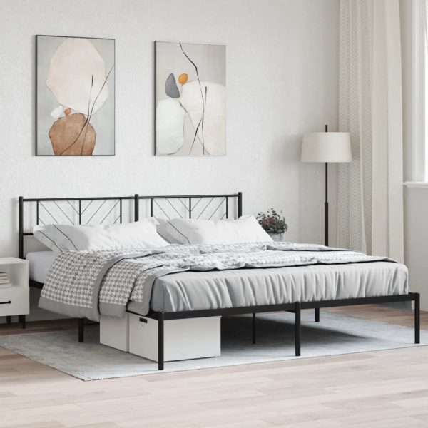 Bedframe met hoofdbord metaal zwart 183x213 cm