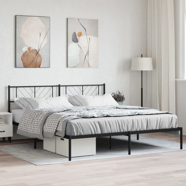 Bedframe met hoofdbord metaal zwart 200x200 cm
