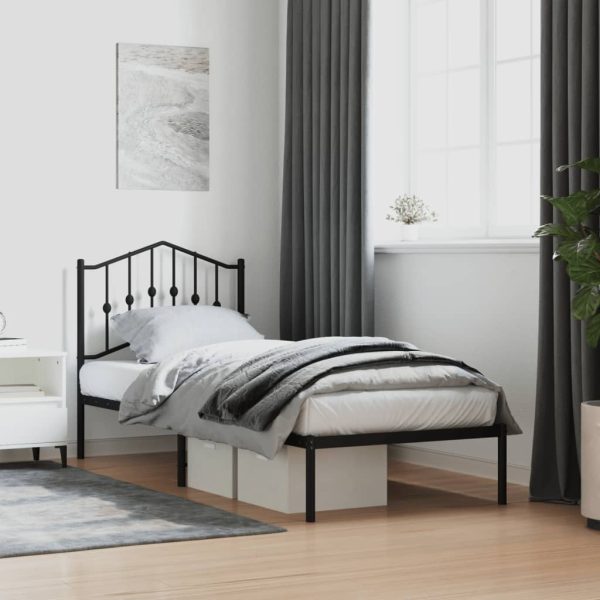 Bedframe met hoofdbord metaal zwart 90x190 cm
