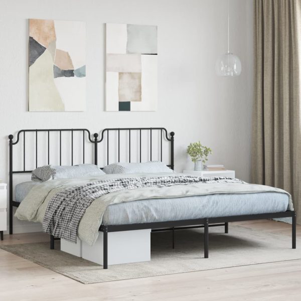 Bedframe met hoofdbord metaal zwart 160x200 cm