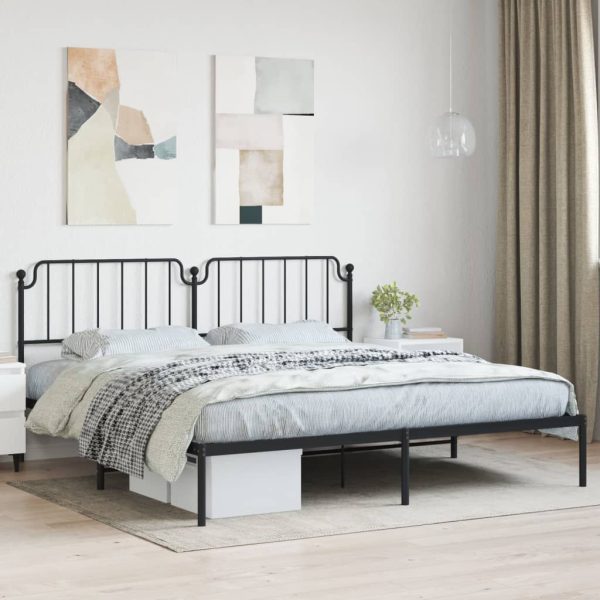 Bedframe met hoofdbord metaal zwart 193x203 cm