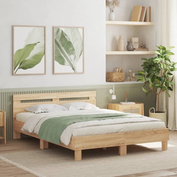 Bedframe met hoofdeinde bewerkt hout sonoma eiken 140x200 cm