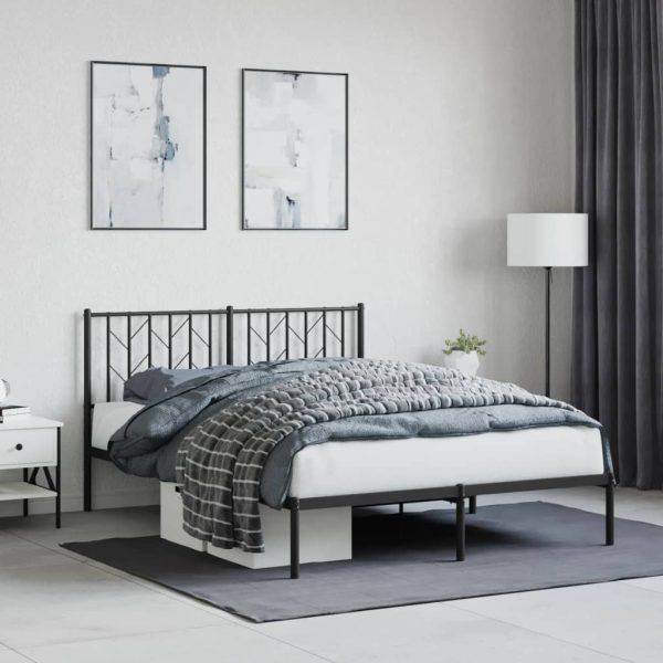 Bedframe met hoofdbord metaal zwart 140x190 cm