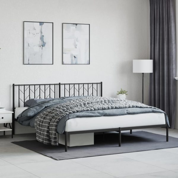 Bedframe met hoofdbord metaal zwart 183x213 cm