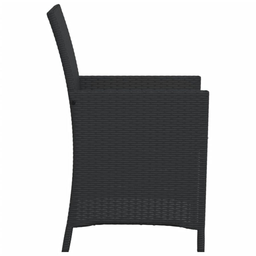 3-delige Bistroset met kussens poly rattan zwart - Afbeelding 7