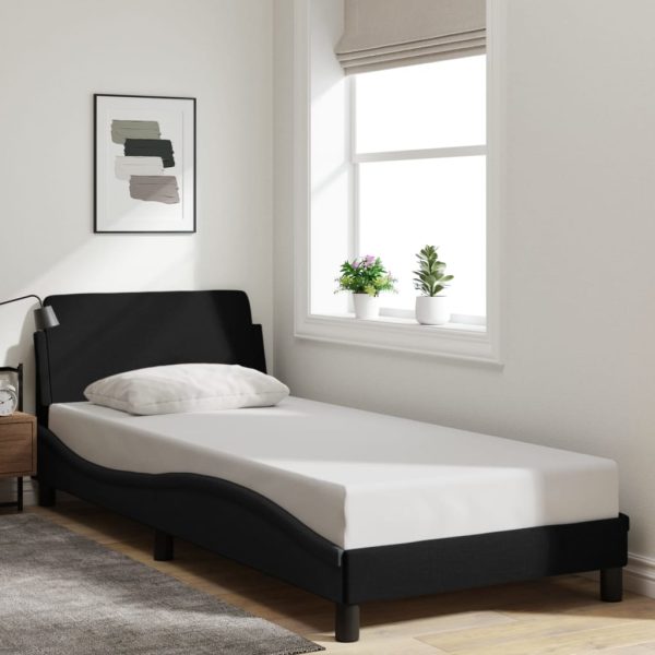 Bedframe met hoofdeinde zonder matras 90x190 cm stof zwart