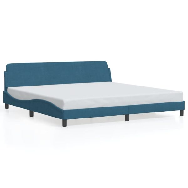 Bedframe met hoofdeinde fluweel blauw 200x200 cm