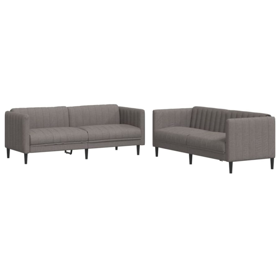 2-delige Loungeset stof taupe - Afbeelding 2