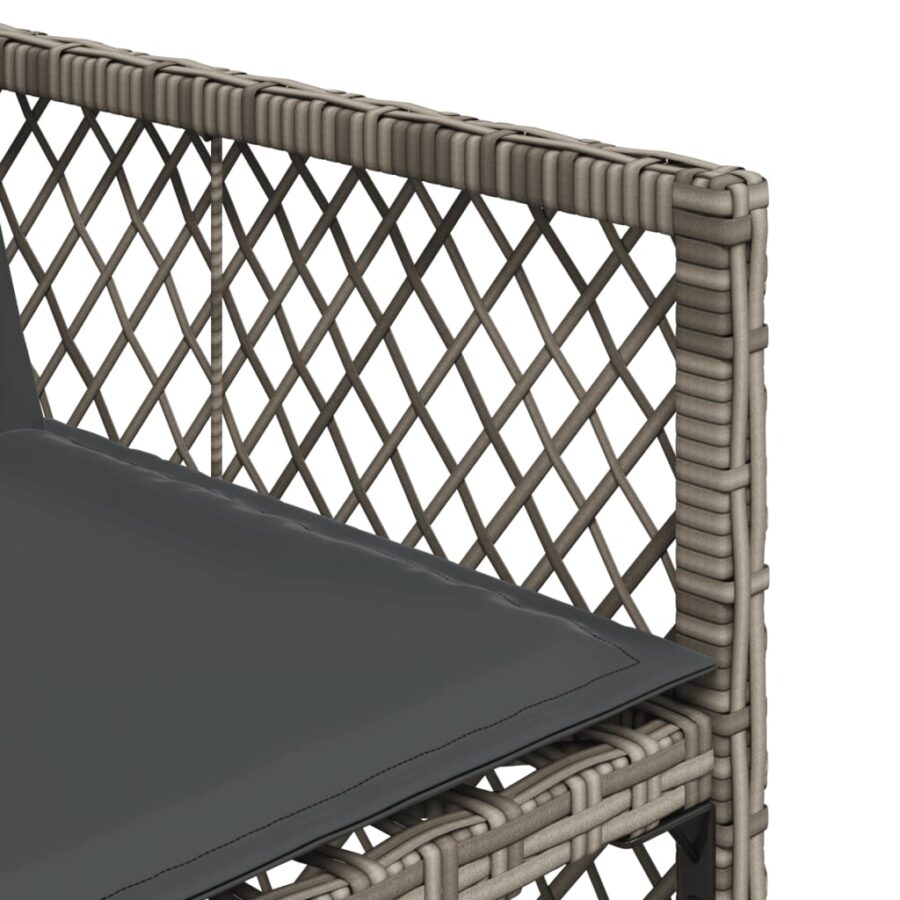 11-delige Tuinset met kussens poly rattan grijs - Afbeelding 9