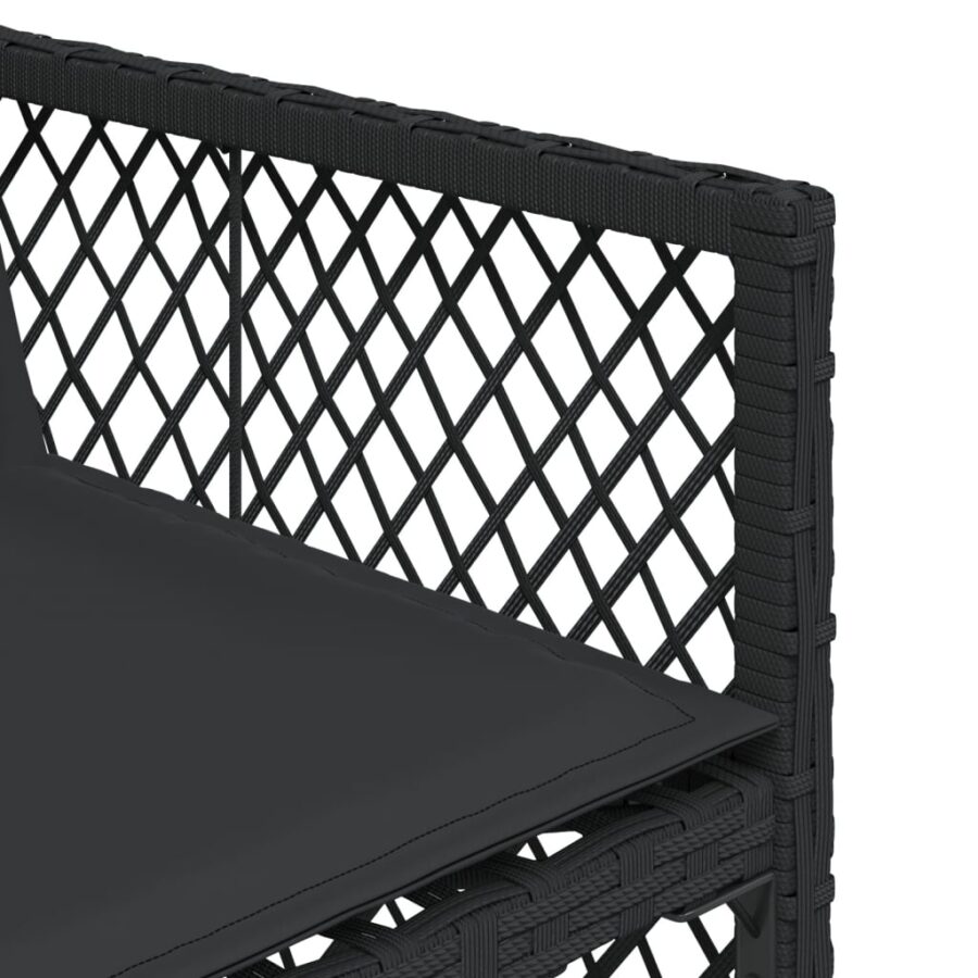 17-delige Tuinset met kussens poly rattan zwart - Afbeelding 9