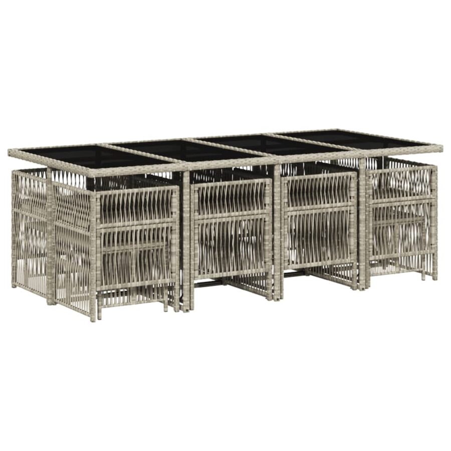 13-delige Tuinset met kussens poly rattan lichtgrijs - Afbeelding 3