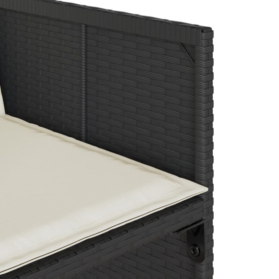 13-delige Tuinset met kussens poly rattan zwart - Afbeelding 8