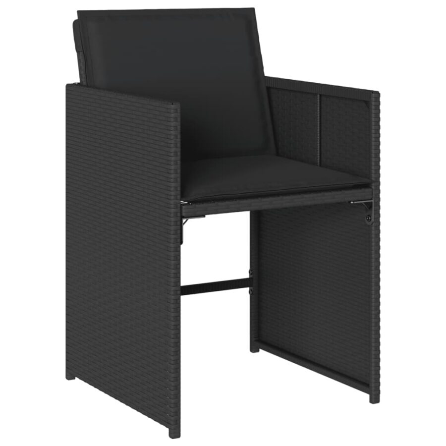 11-delige Tuinset met kussens poly rattan zwart - Afbeelding 5